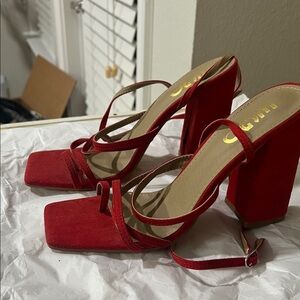 Elegant Red Strappy Heels